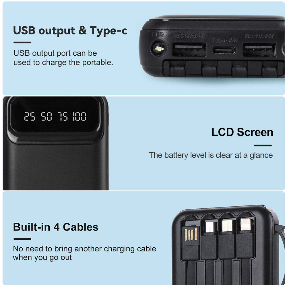 3O000Mah Power Bank, Fast USB Charger, External Battery for Mobile Phones DE